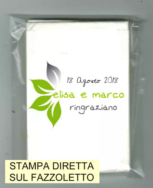 50 FAZZOLETTI DI CARTA PERSONALIZZATI MATRIMONIO  COD. 1  STAMPA DIRETTA, omaggi