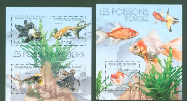 Burundi 2012 - Fische Goldfische - Poissons rouge - Nr. 2783-86 + Block 281 **