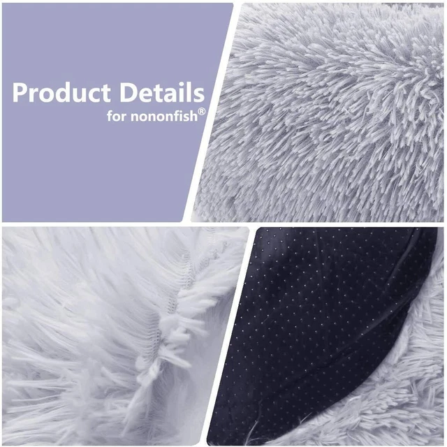 Pet Dog Cat Bed Fluffy Soft Warm Donut Plush Calming Bed Sleeping Kennel Nest 10