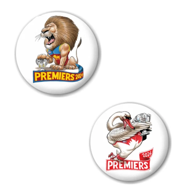 SYDNEY SWANS BRISBANE LIONS AFL 2024 Grand Final Premiership Badge