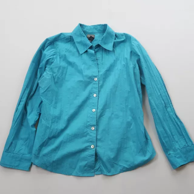 Chico's Additions Womens Blouse Size 2 / US Large Blue Button Up Long Sleeve Top