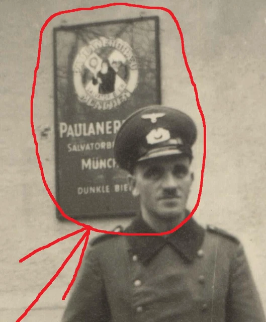 ORIG. FOTO SOLDAT Emaille Schild Werbung Reklame Bier Brauhaus Paulaner ...