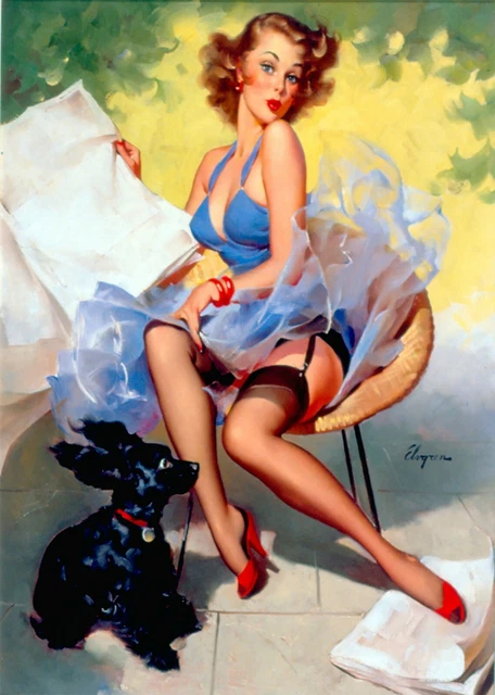 PIN UP GIRL Gil Elvgren Collage Stretched Canvas Print Wall Art More Sizes