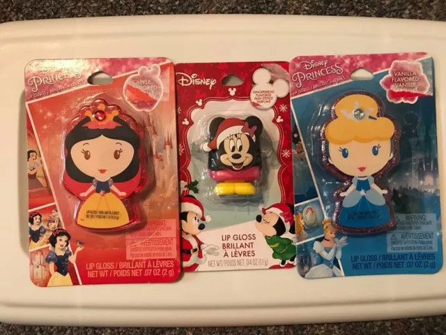 Disney Princess Cinderella Minnie Mouse Snow White Lip Gloss New Kids Girls
