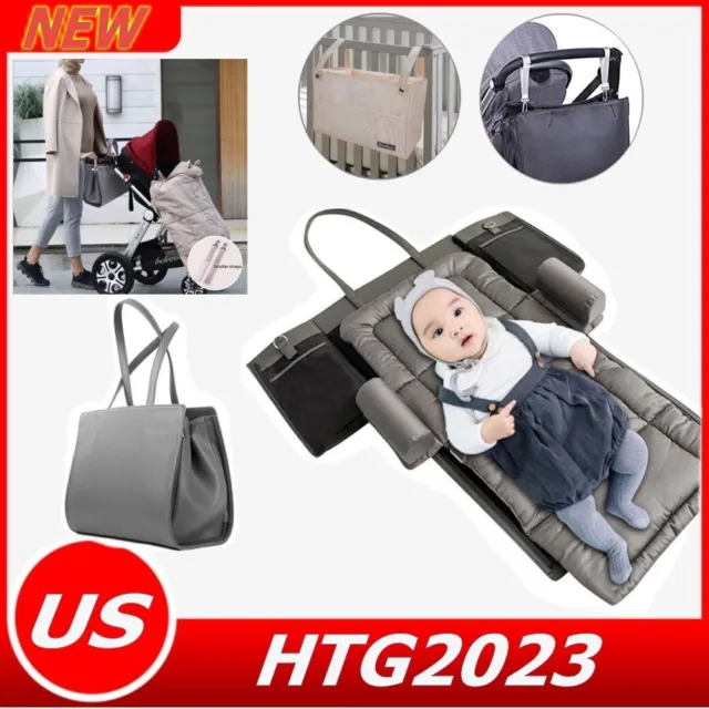 3in1 Diaper Bag Backpack Travel Bassinet Foldable Baby Bag Bed Changing Station