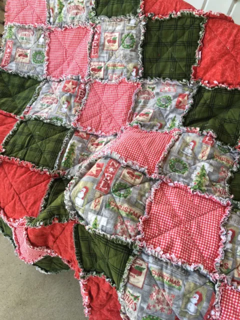 New Throw Size Rag Quilt handmade