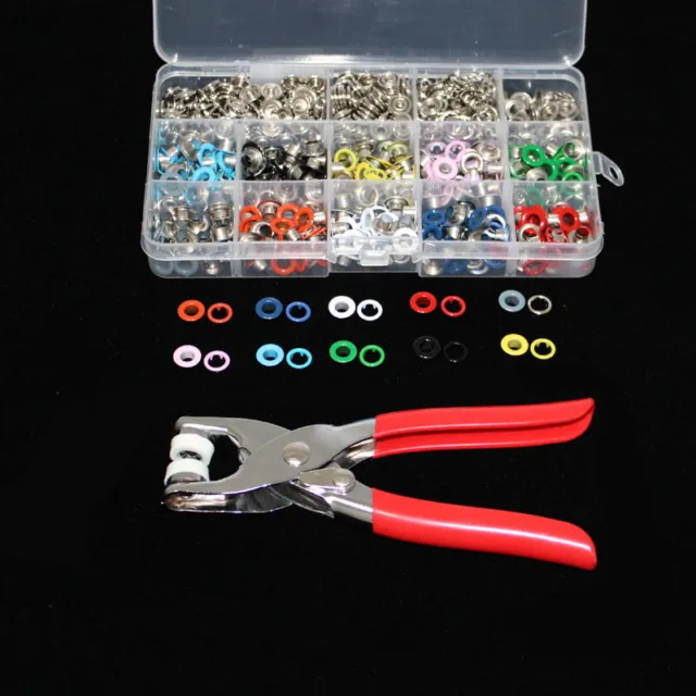 UK 200pcs Prong Pliers Ring Press Studs Snap Popper Fasteners 9.5mm DIY Tool Kit