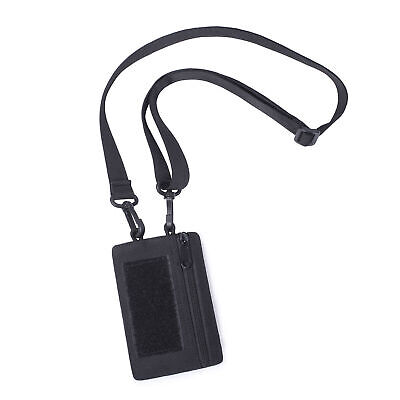 Durable Tactical ID Card Holder EDC Wallet Badge Pen Note Molle Bag Neck Lanyard