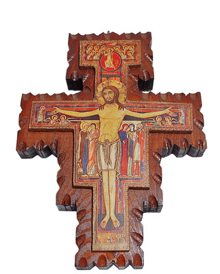39 x 28 cm Crocifisso San Damiano da parete stampa su legno 