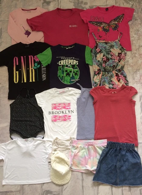 Pacchetto Abbigliamento Ragazza 9-10 Anni T-shirt Pantaloncini Cappellino Costumi da Nuoto George TU Ecc.
