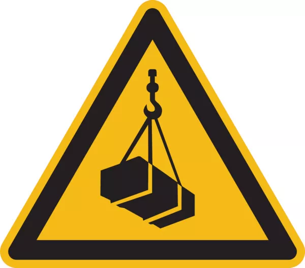 Schild Warnung vor schwebender Last W015-ASR A1.3 DIN EN ISO7010-200x0.45mm Alu