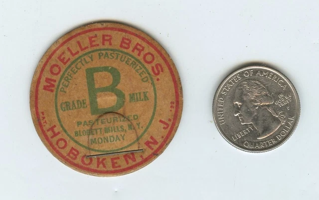 Moeller Brothers Dairy . Hoboken New Jersey . Grade B Milk Cap