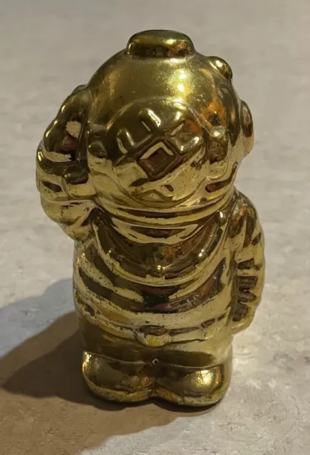 Vintage SpaceMan Coin Piggy Bank Gold Tone Hand Painted Ceramic