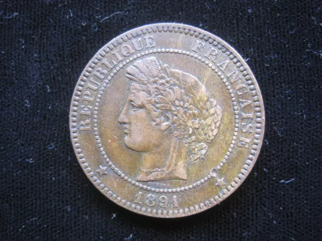 France 10 Centimes 1891 A Republique Française Nice 1458# Money Coin