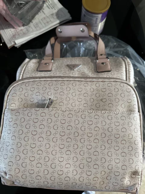 Nwt  Baby Lt. Rose Pink Guess Diaper Bag Backpack Large Med Logo Lottie Travel