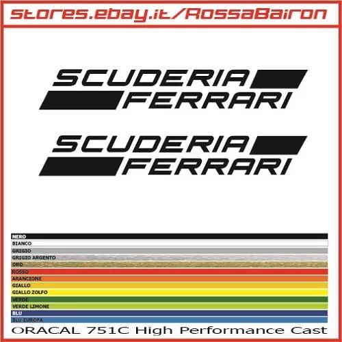 Kit 2 Adhésifs Scuderia Ferrari mm.100x15 Stickers Autocollants F1