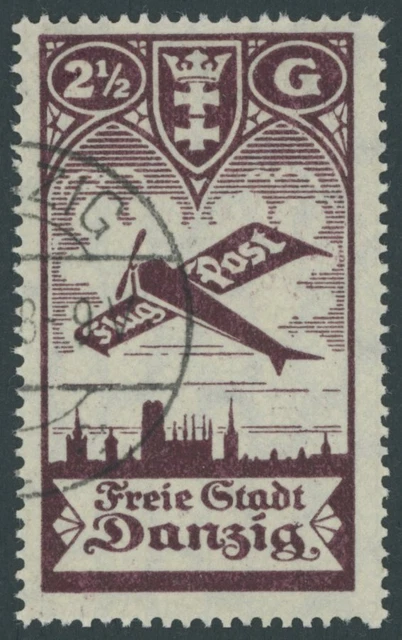 FREIE STADT DANZIG 1924, 21/2 G. Flugpost mit Abart rechts oben und unten