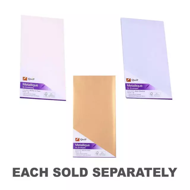 Enveloppes Quill Metallique Pack de 10 DL Texture luxueusement lisse et chatoyan