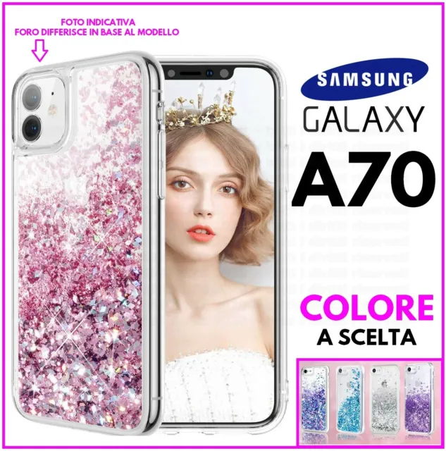 Cover Glitter Per Samsung Galaxy A70 Custodia Morbida Silicone Brillantini Rosa