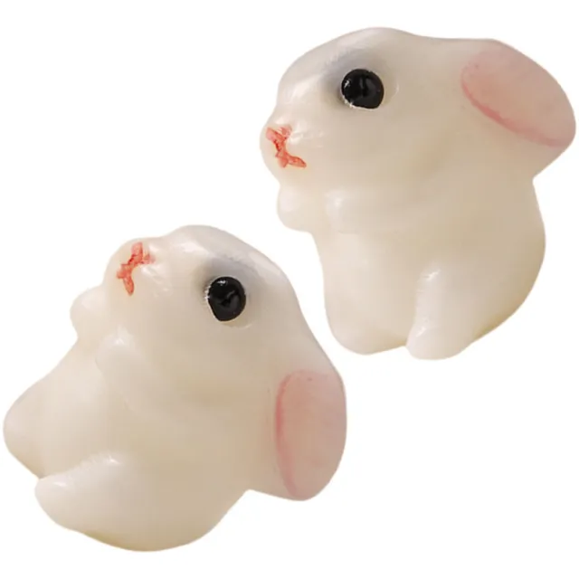 2 Pcs Easter Bunny Miniature Necklace Pendant Rabbit Charm