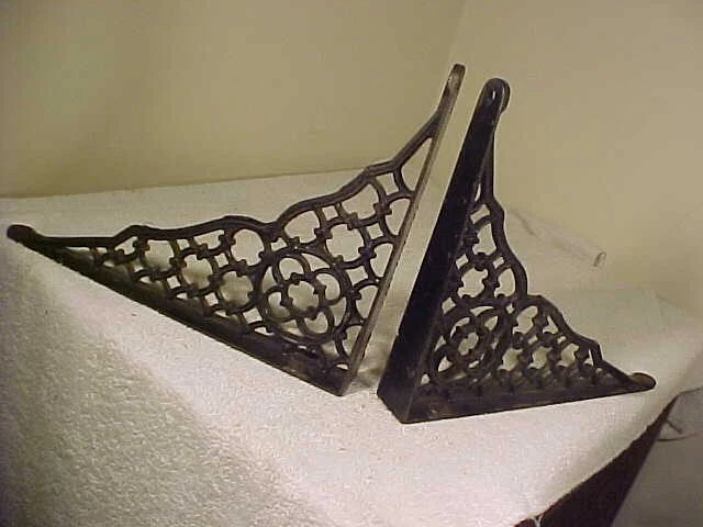 Pair antique  Victorian CAST IRON wall shelf BRACKETS