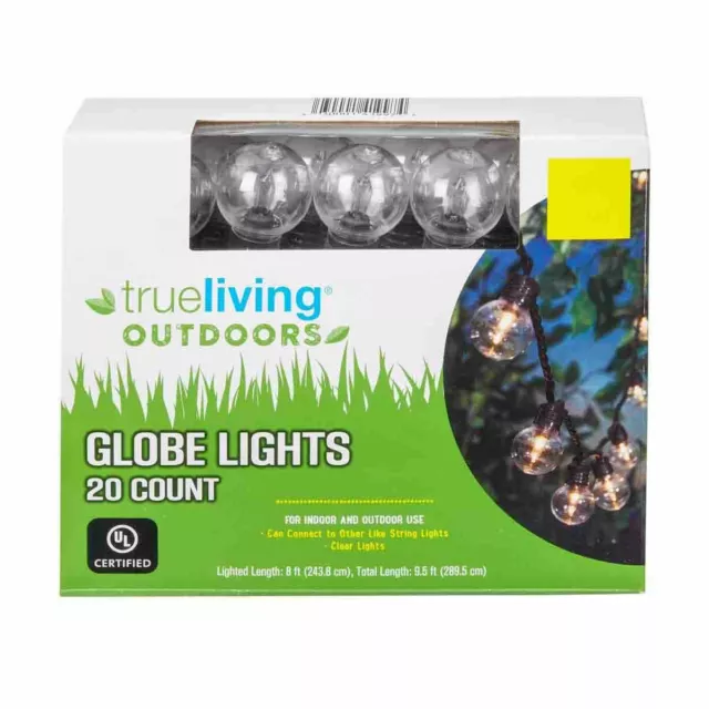 True Living Globe String Lights -20 Choose black or white base-wire