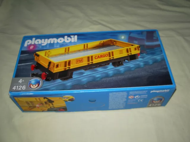 " Playmobil 4126 Wagon Plateau Marchandises Train Rc Etat Neuf