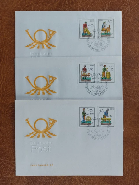 FDC DDR Einzelmarken aus Kleinbogen Mi. 2758-63 Historisches Spielzeug, ESST