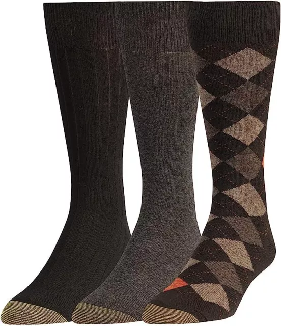 GOLDTOE® Men's  Argyle Dress Crew Socks  "AQUAFX® & REINFORCED TOE" 2056S