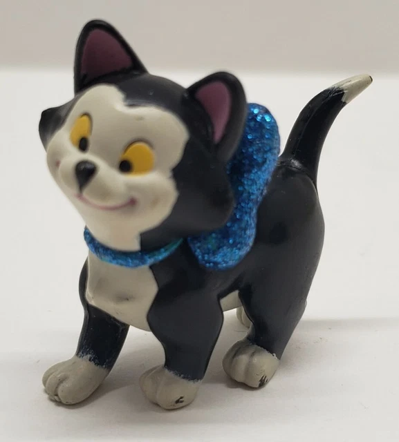 Disney Figaro cat blue glitter bow toy figure minnie mouse pinocchio