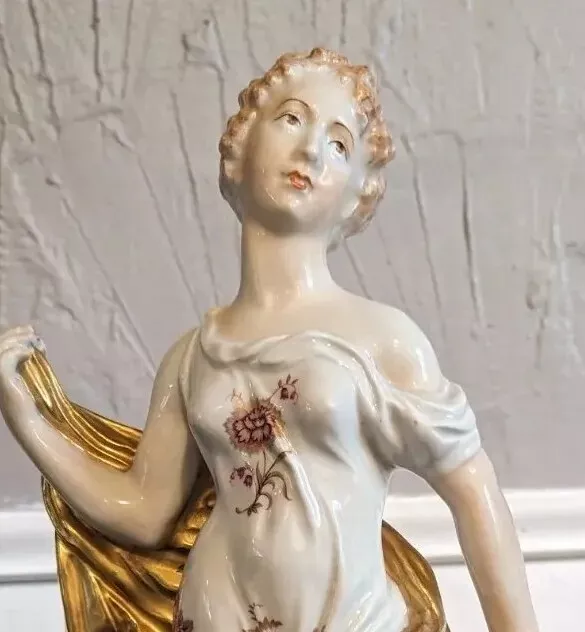 Beautiful Antique Early 1800s Capodimonte Porcelain Woman Lady Statue