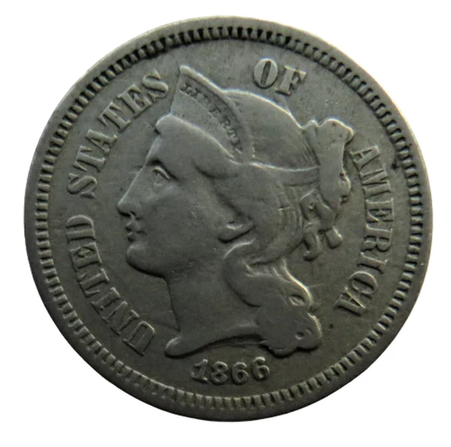 1866 United States of America Three Cents Coin