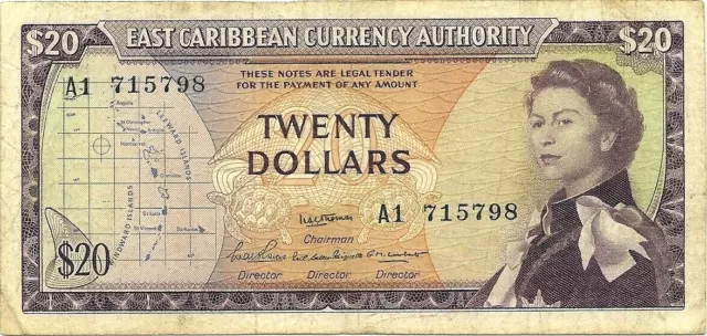 East Caribbean Currency Authority - 20 Dollars 1965 - P-15 - Signature 2 - Rare