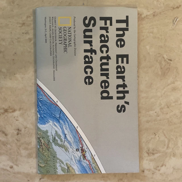 NATIONAL GEOGRAPHIC SOCIETY Map The Earth's Fractured Surface 1995 Good