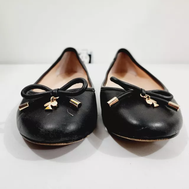 KATE SPADE NEW YORK Willa Ballet Flats in Classic Black Leather Women's Size 7M 2