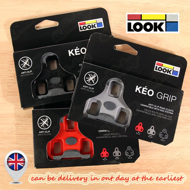 LOOK KEO New Anti-Slip Grip Road Bike Cleats Black 0˚, Grey 4.5˚, Red 9˚ Float