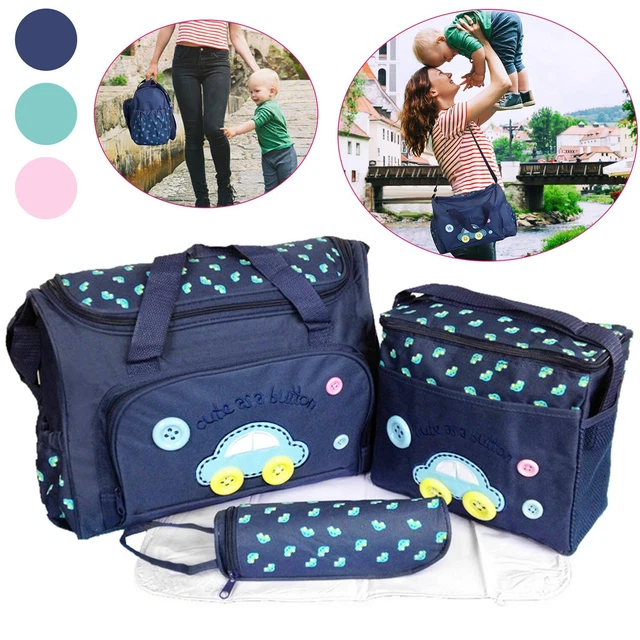 4PCS Diaper Bag Tote Set Baby Napping Changing Pad Bag Shoulder Mummy Handbag 2