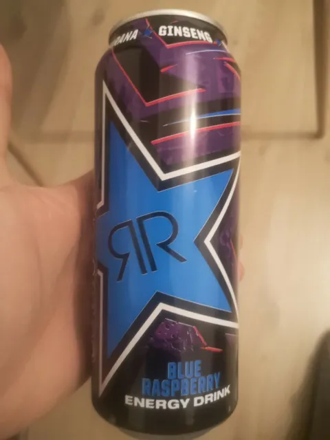 Energy Drink ,Rockstar, Supersours blue rasberry  silver Top, red Tab 500ml voll
