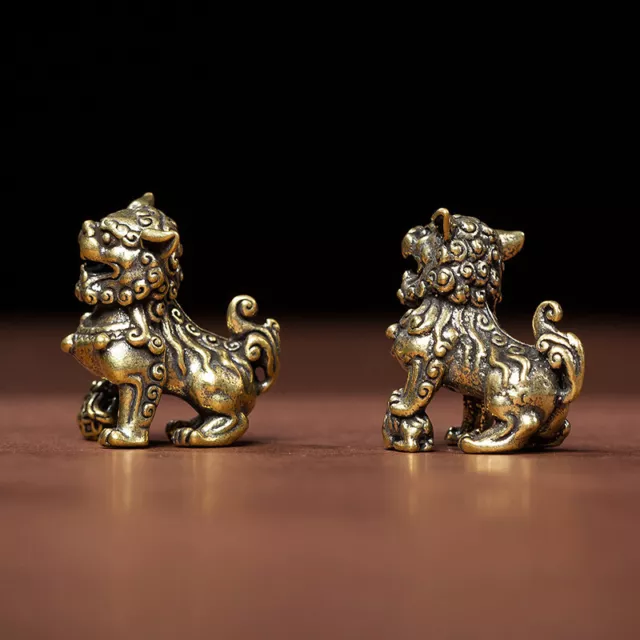 Figurine leone ottone massiccio ufficio decorazione desktop tè animale domestico ottone manufatti Sn