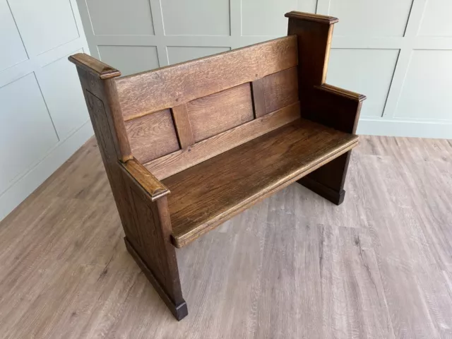 Decorative Victorian Chapel Or Church Pew in Medium Brown Solid Oak - Reclaimed 3