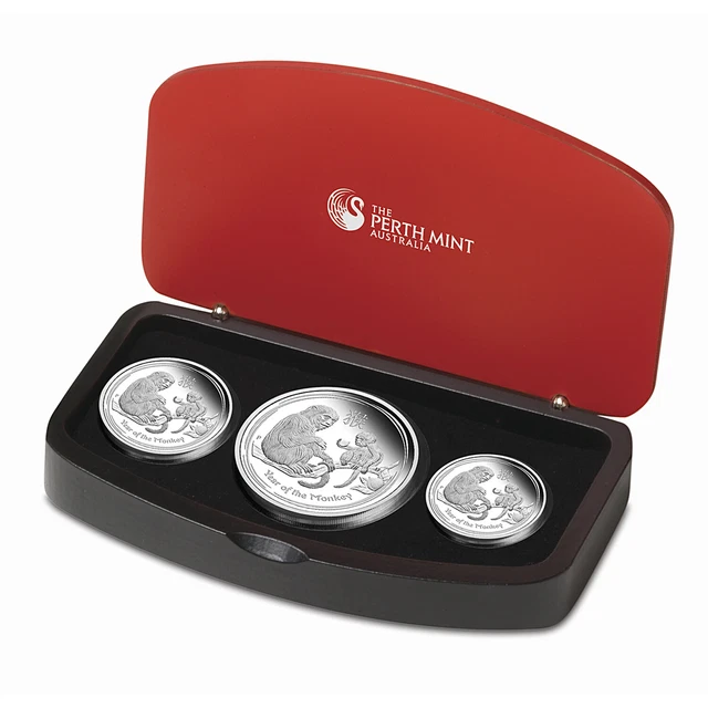 2016 Australia 3-Coin Silver Lunar Monkey Proof Set - SKU #92797