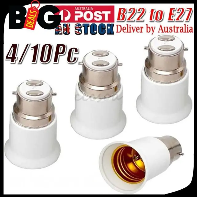 1-10x B22 To E27 Light Socket Adapter Bayonet Lamp Base To Edison E27 Bulb Screw