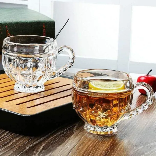 6 Goblet Crystal Glass Tea Chai Coffee Latte Qahwa Cup Mug, 200Ml