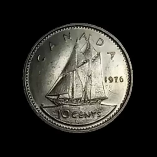 1976 Canada 10 Cent Coin (See Pics For Grade) Queen Elizabeth Ii. 3