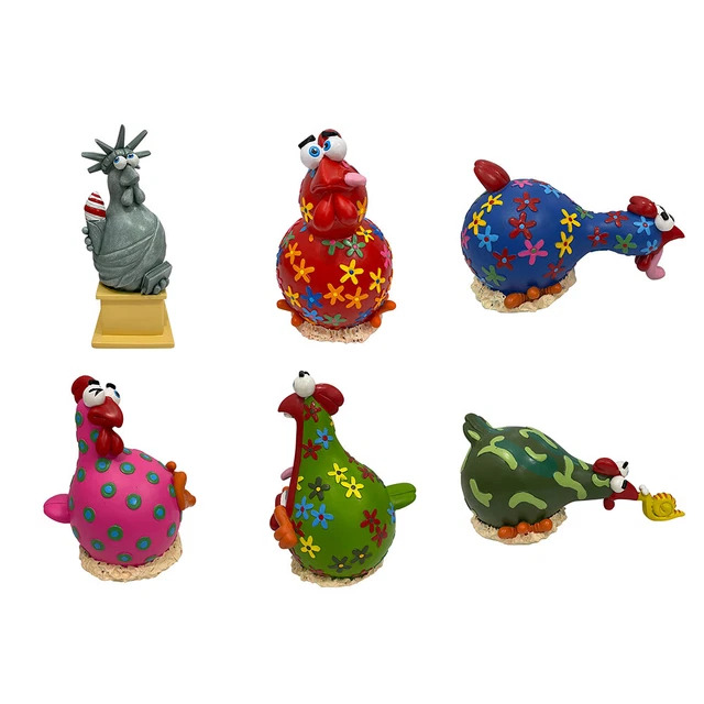 Resin Chicken Statue Funny Cute Chick Figurine Animal Art Sculptures Home Decor