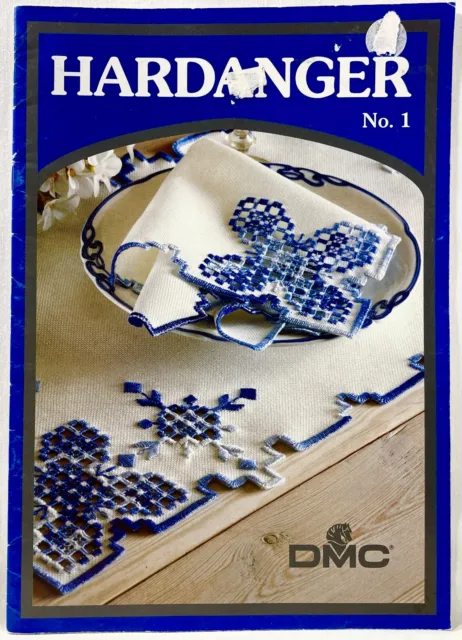 Años 90 DMC Hardanger #1 Libro de patrones Cubiertas de cojín Ropa de mesa Cortinas 14044