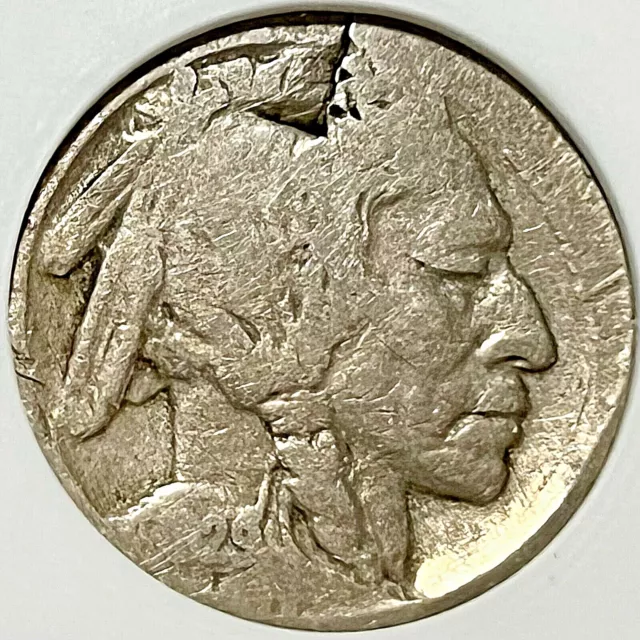 1929 Buffalo Nickel Cracked Planchet Mint Error Old Anacs Vg!