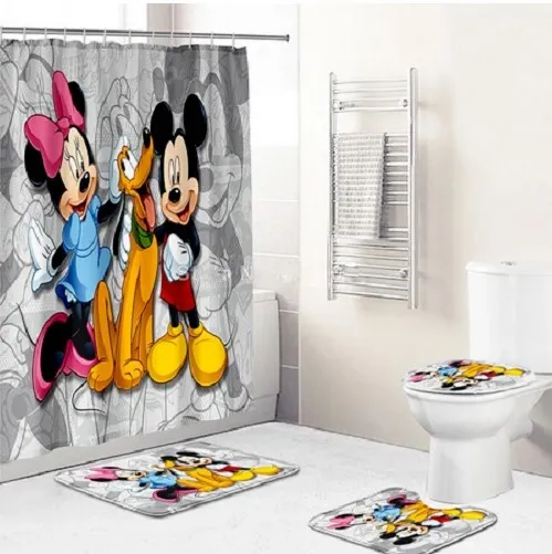 Cartoon Mickey Minnie Mouse Bathroom Sets, Shower Curtain Sets