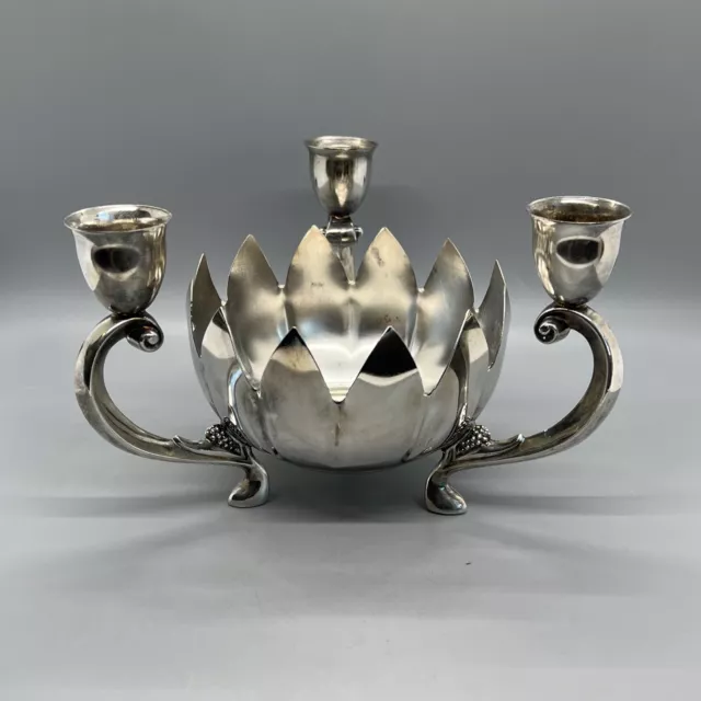 INTERNATIONAL Silver Plated Lotus Candle Candlestick Holder