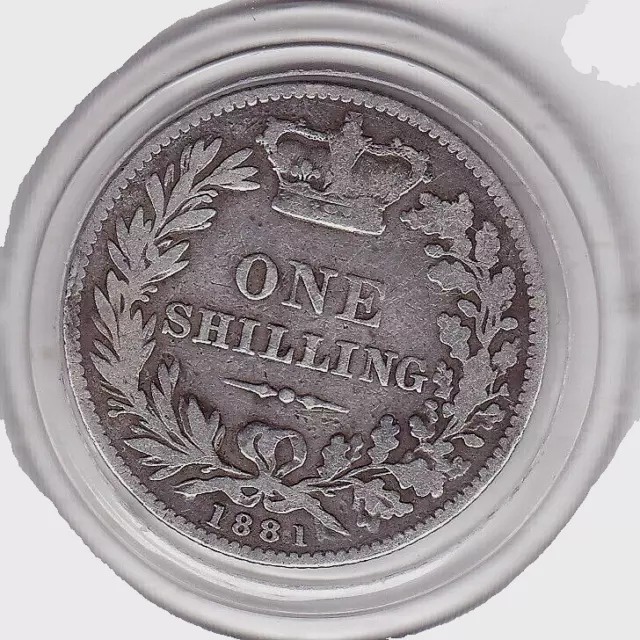 1881   Queen  Victoria  Shilling  (1/-)  Silver  (92.5%) Coin